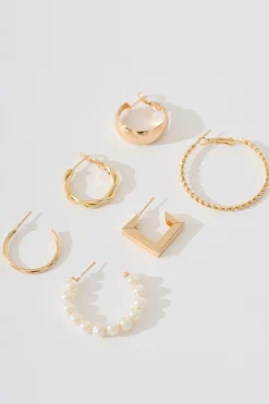 New Hattie Multi Hoop Earrings Pack in Gold Jewellery