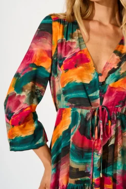 Outlet Have My Heart Dress in Multi Watercolour Print Dresses|Party