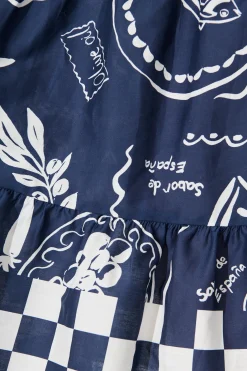 Online Heartvale Smock Dress in Navy with White Cotton Dresses|Casual