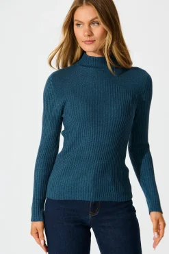 Outlet Heather Knit Top In Blue Tops
