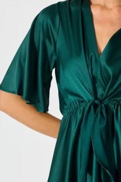 Outlet Helsinki Dress In Emerald Green Satin Dresses|Party