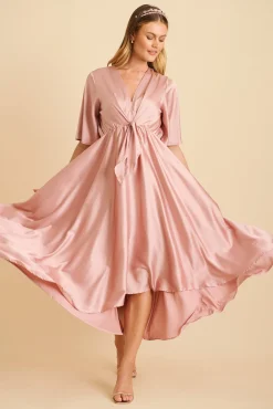 Best Helsinki Maxi Dress In Dusty Rose Satin Dresses|Party