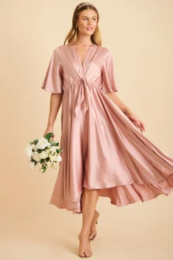 Best Helsinki Maxi Dress In Dusty Rose Satin Dresses|Party