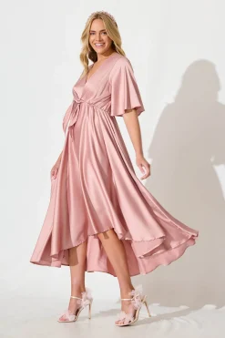 Best Helsinki Maxi Dress In Dusty Rose Satin Dresses|Party