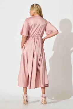 Best Helsinki Maxi Dress In Dusty Rose Satin Dresses|Party