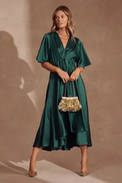 Outlet Helsinki Maxi Dress In Emerald Green Satin Dresses|Party