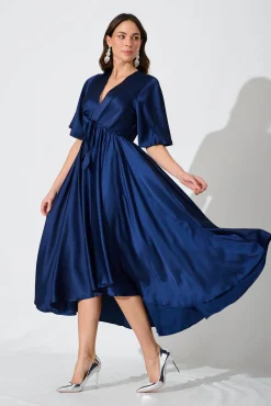 Online Helsinki Maxi Dress In Navy Satin Dresses|Party