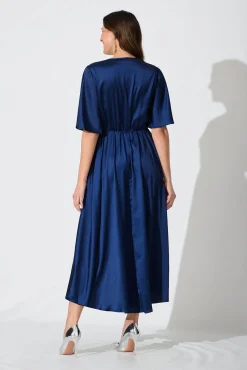 Online Helsinki Maxi Dress In Navy Satin Dresses|Party
