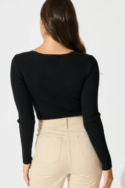 Hot High Drama Knit Bodysuit in Black Knitwear|Knitwear