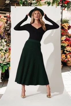 Sale Honeycup Knit Skirt In Emerald Green Cotton Blend Knitwear|Knitwear