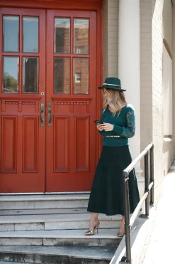 Sale Honeycup Knit Skirt In Emerald Green Cotton Blend Knitwear|Knitwear