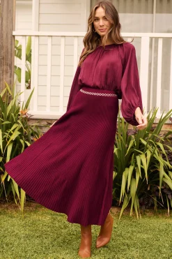 Best Honeycup Knit Skirt In Wine Cotton Blend Bottoms|Skirts & Shorts