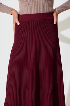 Best Honeycup Knit Skirt In Wine Cotton Blend Bottoms|Skirts & Shorts