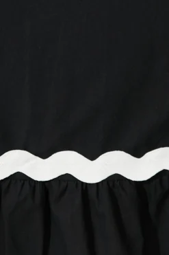 New Idol Midi Sundress In Black With White Ric Rac Trim Cotton Dresses|Casual
