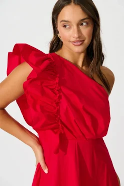Hot Irisa Maxi Dress in Red Cotton Wedding Guest