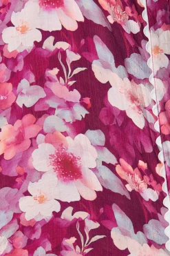 Online Izzy Dress in Plum Floral with Ric Rac Trim Dresses|Party