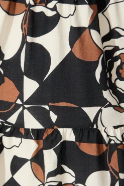 Outlet Jada Midi Dress in White with Black and Brown Print Dresses|Casual