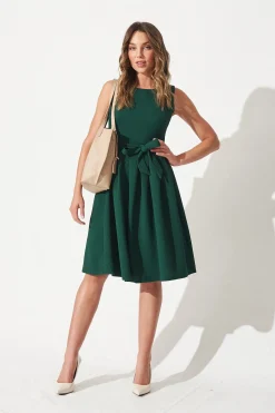 New Jardin Dress In Textured Emerald Green Dresses|Party