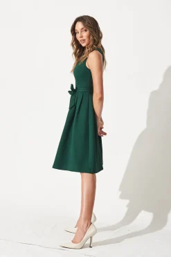 New Jardin Dress In Textured Emerald Green Dresses|Party