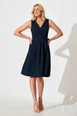 Outlet Jardina Dress in Textured Navy Dresses|Workwear
