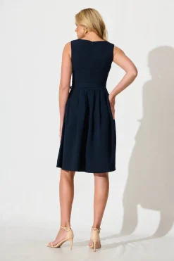 Outlet Jardina Dress in Textured Navy Dresses|Workwear