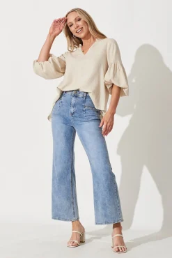 Sale Jasper Top In Oatmeal Linen Blend Tops|Casual