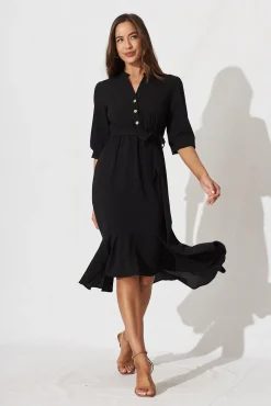 Hot Jemimah Midi Dress In Black Crepe Dresses|Casual