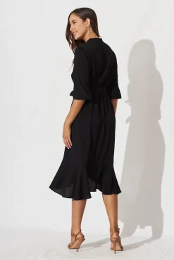 Hot Jemimah Midi Dress In Black Crepe Dresses|Casual