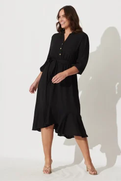 Hot Jemimah Midi Dress In Black Crepe Dresses|Casual