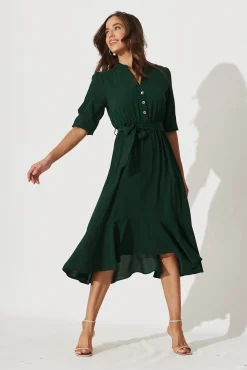 Outlet Jemimah Midi Dress In Emerald Dresses|Casual