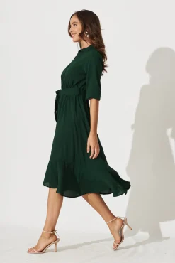 Outlet Jemimah Midi Dress In Emerald Dresses|Casual