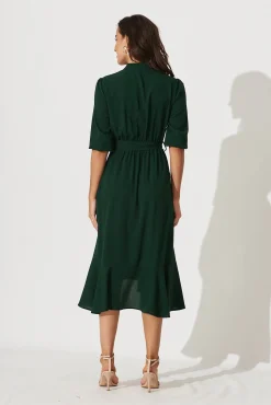 Outlet Jemimah Midi Dress In Emerald Dresses|Casual