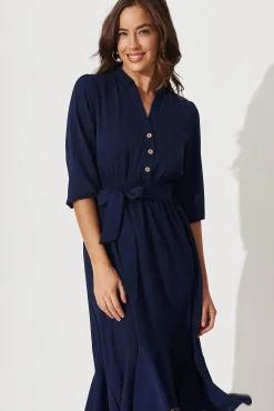 Fashion Jemimah Midi Dress In Navy Dresses|Casual