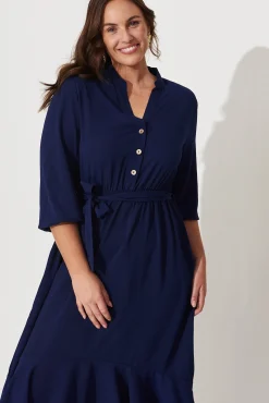 Fashion Jemimah Midi Dress In Navy Dresses|Casual