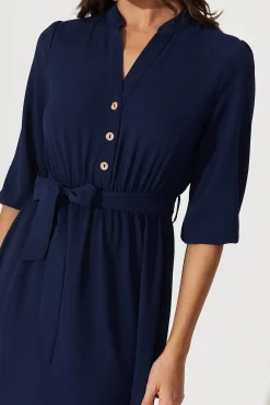 Fashion Jemimah Midi Dress In Navy Dresses|Casual