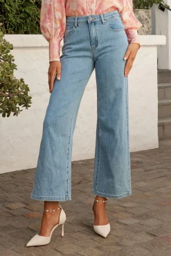 Clearance Jency Mid Rise Wide Leg Jean In Light Blue Denim Bottoms|Denim