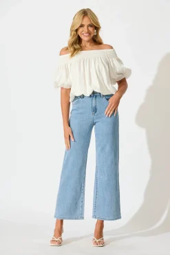 Clearance Jency Mid Rise Wide Leg Jean In Light Blue Denim Bottoms|Denim