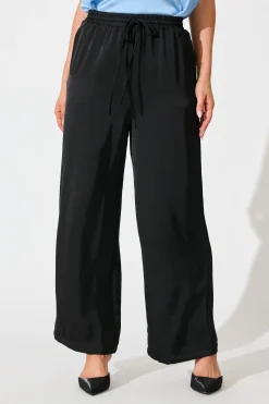 New Jerona Pant in Black Satin Bottoms