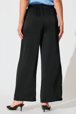 New Jerona Pant in Black Satin Bottoms