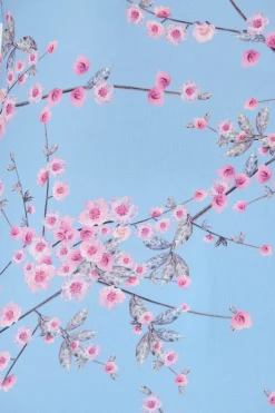 Best Jina Top In Pale Blue With Pink Cherry Blossom Tops