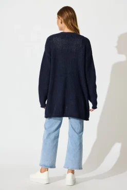 Outlet Jodi Knit Cardigan in Navy Wool Blend Knitwear|Knitwear