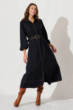 Hot Josephina Midi Shirt Dress In Navy Dresses|Casual