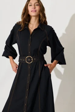 Hot Josephina Midi Shirt Dress In Navy Dresses|Casual