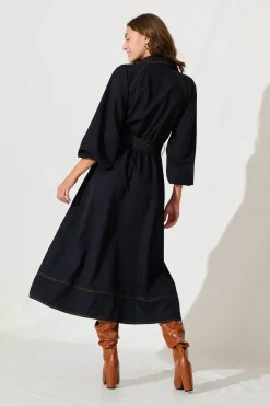 Hot Josephina Midi Shirt Dress In Navy Dresses|Casual