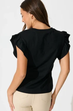 Sale Joyce Top in Black Cotton Tops