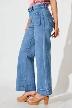 Discount Juan High Rise Wide Leg Jean In Mid Blue Denim Bottoms|Denim