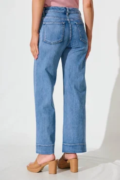 Discount Juan High Rise Wide Leg Jean In Mid Blue Denim Bottoms|Denim