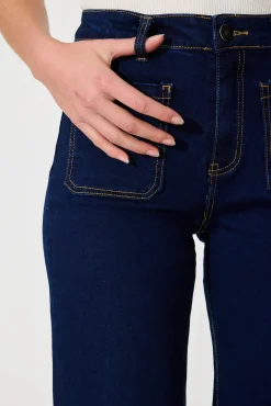 Clearance Juan High Rise Wide Leg Jean In Dark Indigo Denim Bottoms|Denim