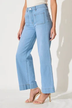 Outlet Juan High Rise Wide Leg Jean In Light Blue Denim Bottoms|Denim
