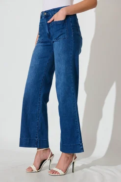 Outlet Juan High Rise Wide Leg Jean In Dark Blue Denim Bottoms|Denim